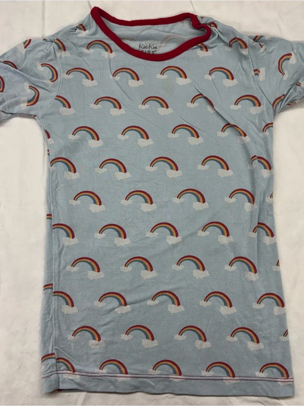 Kickee Pants‎ Light Blue Rainbow Pajama Set Bamboo Gender Neutral Size 6